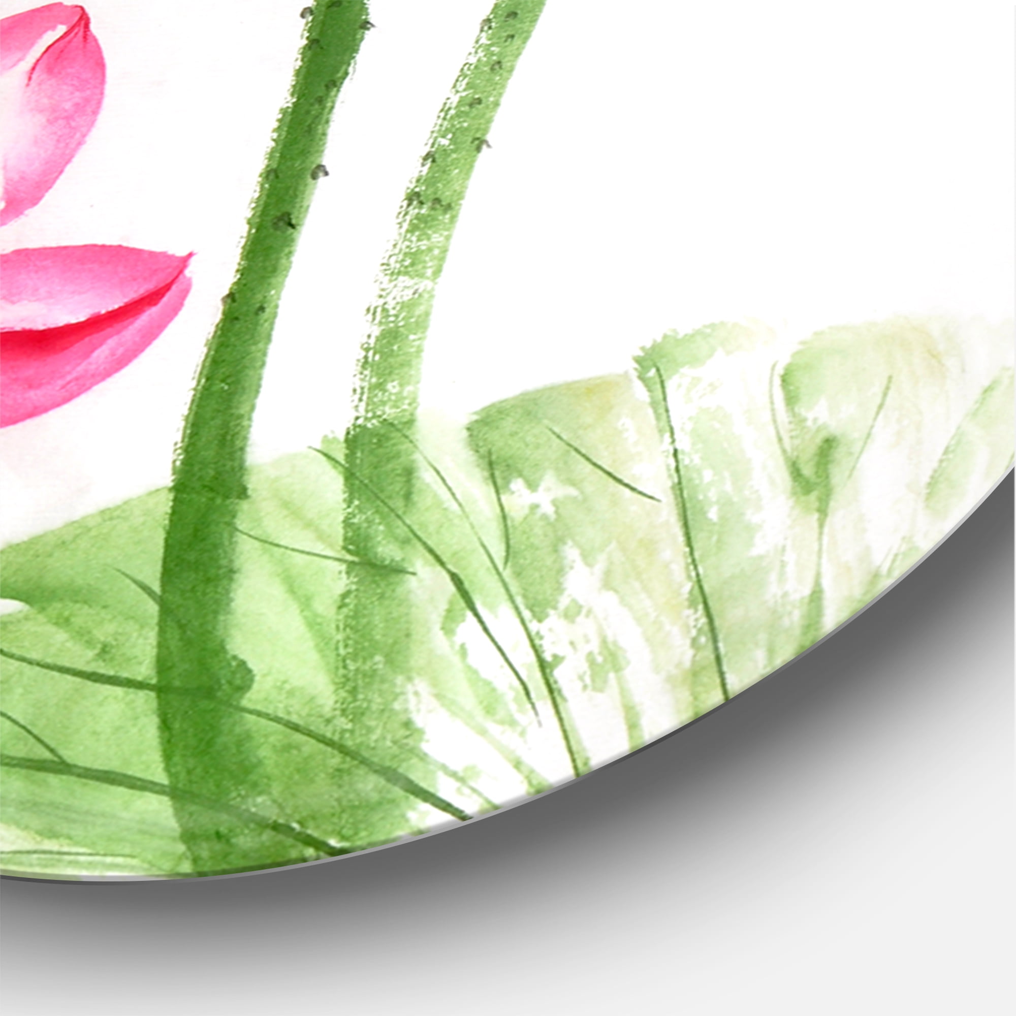 Designart 'Ancient Pink Lotuses In The Pond III' Traditional Circle Metal Wall Art 36x36 - Disc of 36