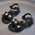thumbnail image 2 of Yindaity Toddler Little Big Kid Girls Wedding Sandals Girls Summer Sandals (Black,7-8 Years), 2 of 6