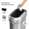 thumbnail image 3 of EKO Urban Slim 15.8 Gallon Commercial Trash Can, Brushed Stainless Steel Open Top Garbage Can, 3 of 6
