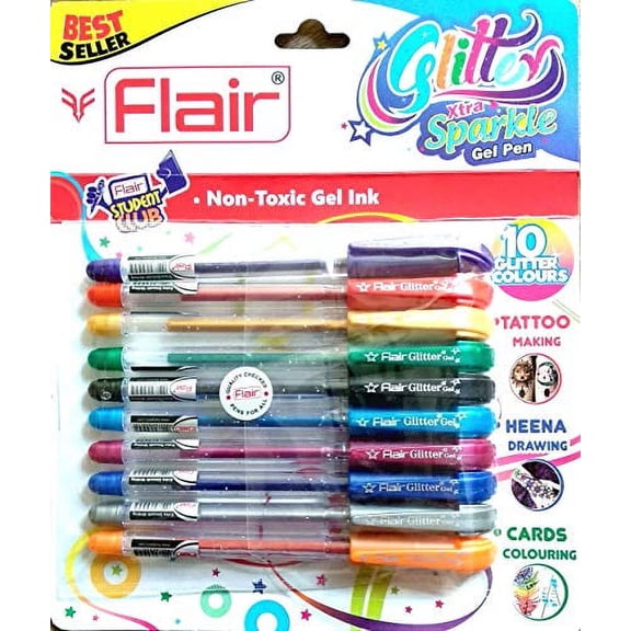Flair Xtra Sparkle Glitter Gel 10 Colours Xtra Sparkle Gel Pen