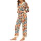 thumbnail image 4 of Pijama de seda para mujer INSPIRE CHIC, conjunto floral, botón, satén, ropa de dormir, XS, albaricoque, 4 of 5