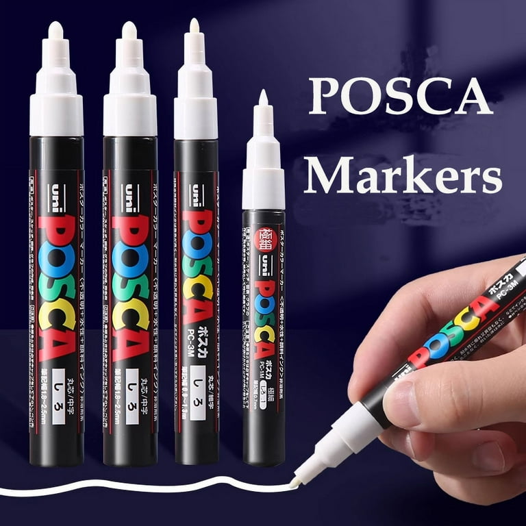 POSCA White Marker Pen,PC-1M 3M 5M 8K 17K Acrylic Waterproof