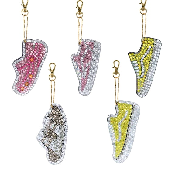 5pcs Diamond Painting Keychain Kit DIY 5D Sparkling Rhinestone Pendant Craft Set Perfect for Bags, Keys, or Gift Making