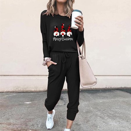 

Thermal clothesChristmas Sweatsuits For Women Xmas Pajamas Sets Long Sleeve Top And Sweatpants Two Piece Tracksuit CHMORA