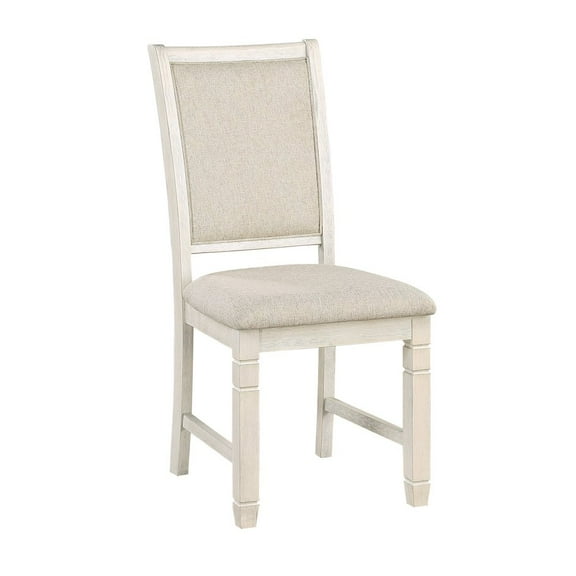Lexicon 19.5" Fabric Dining Room Side Chair in Beige/White (Set of 2)