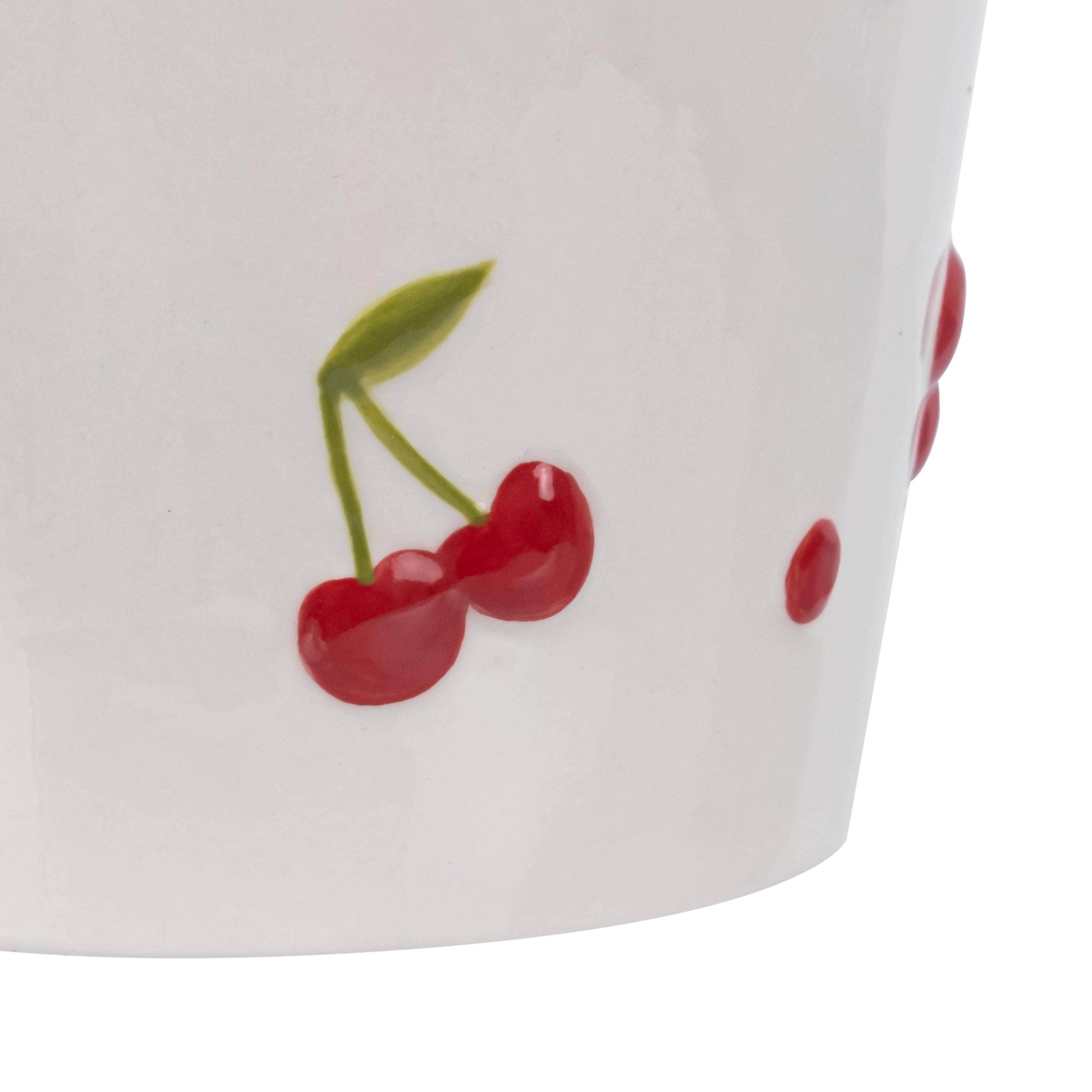 Mainstays 6.25" x 6.25" x 6" Round Cream and Red Ceramic Cherry Planter