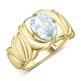 thumbnail image 3 of RYLOS Bagues pour Femmes Bague en Or Jaune 14K Solitaire Pierre Précieuse Ovale 9x7 mm avec Anneau Fini Satiné Bijou Aigue-Marine de Mars Taille 7, 3 of 7