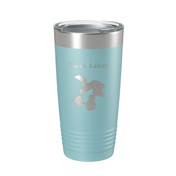 Twin Lakes Bovey Map Tumbler Travel Mug Insulated Laser Engraved Coffee Cup Minnesota 20 oz Light Blue