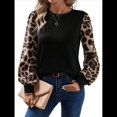 thumbnail image 2 of Camisas de Larga para Mujer, Blusas Raglán con Bloques de Color, Camisetas Básicas Informales de Cuello Redondo, Ropa de Moda de Otoño Negro XXL, 2 of 9