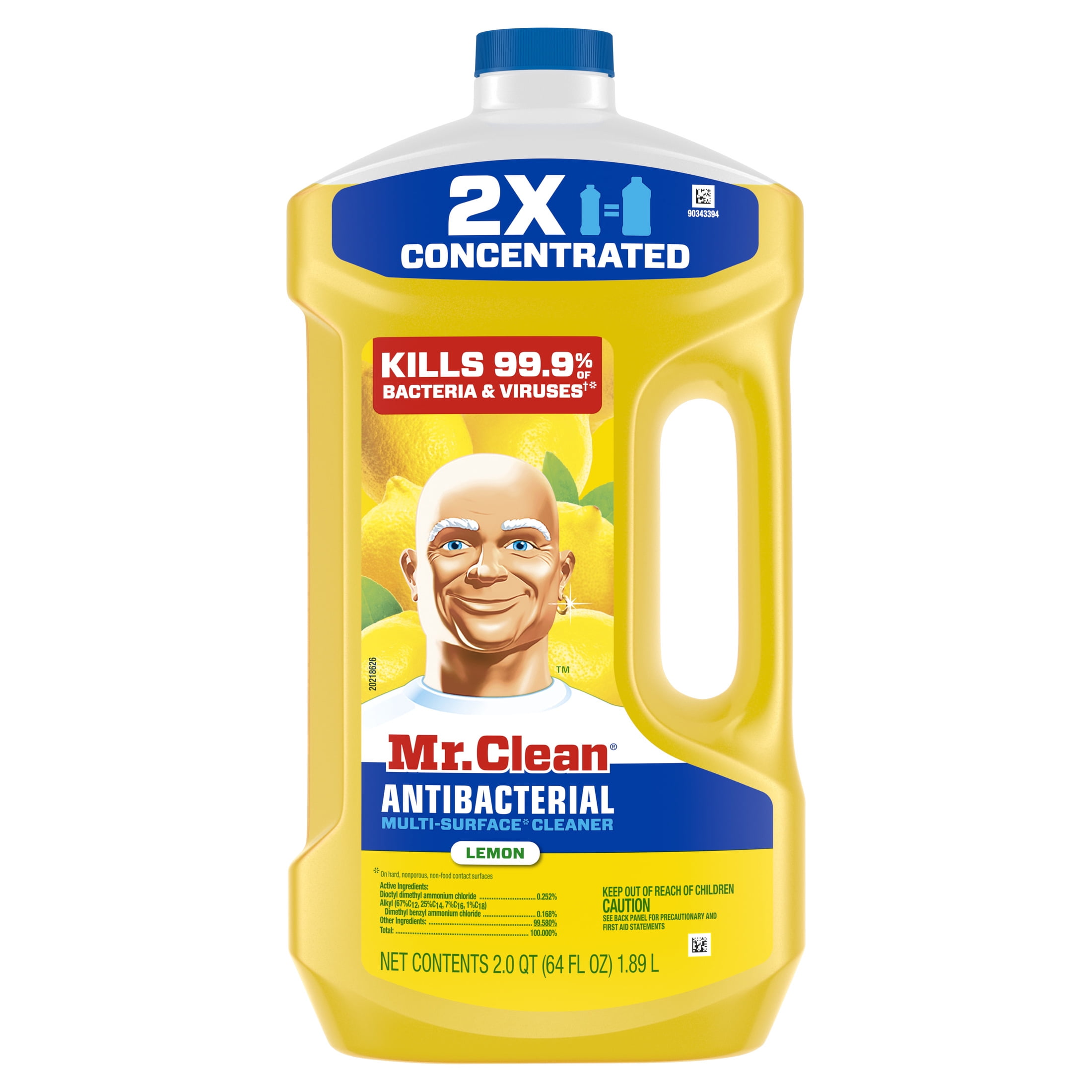 (4 pack) Mr. Clean Floor Cleaner, All Purpose Cleaner, Mop Soap, Lemon, Anti-Bacterial, 64 fl oz