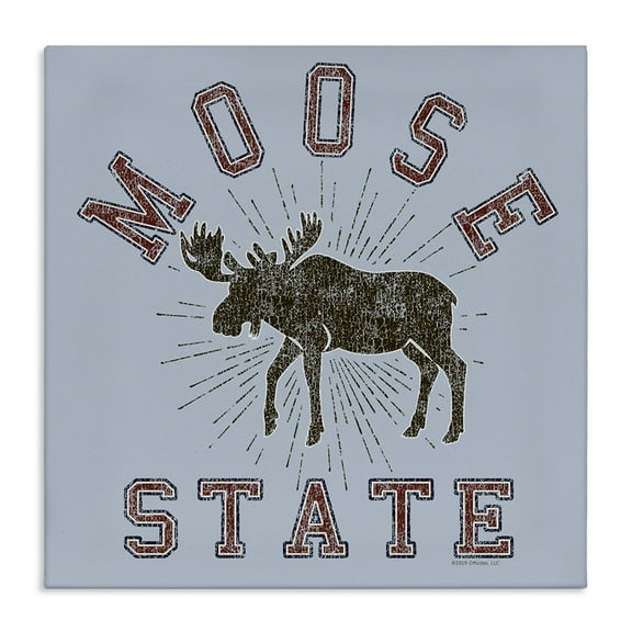 Stupell Industries Vintage Moose State Animals Painting Wrapped Canvas Art Print Wall Art, 17 x 17