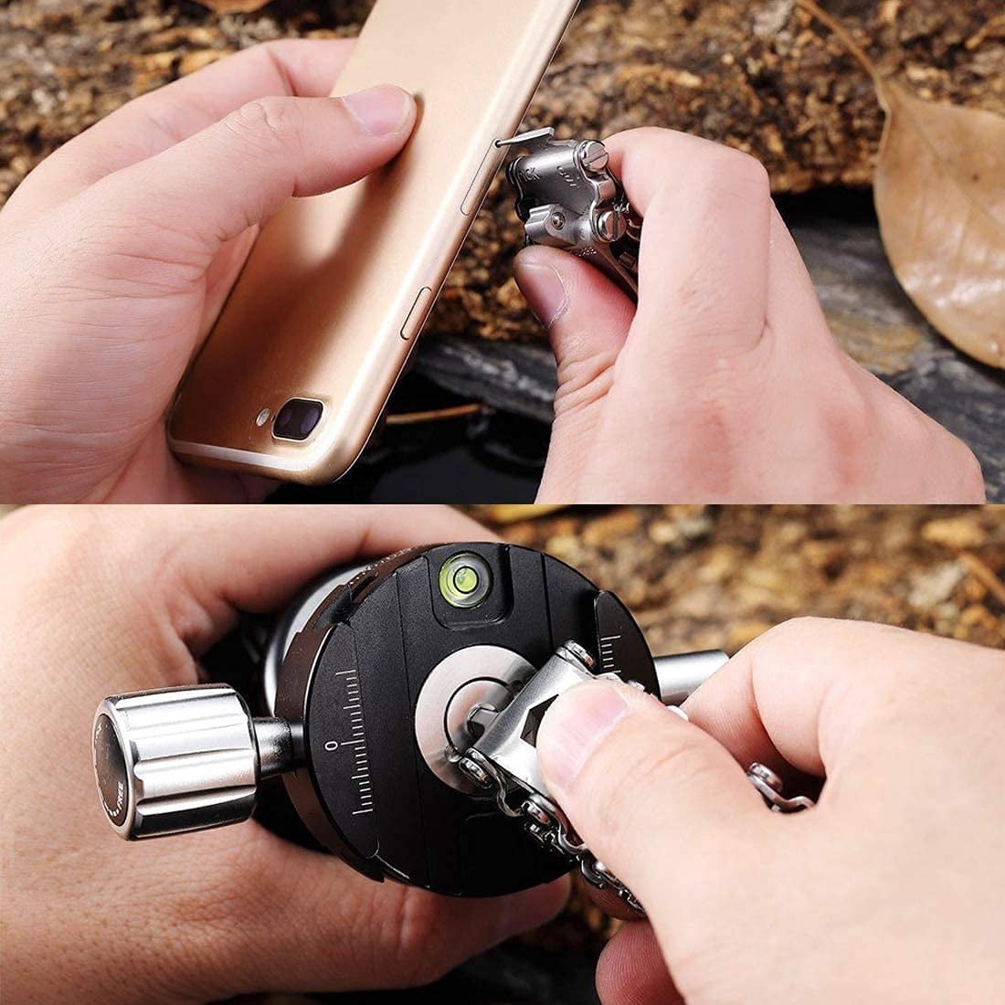 Multitool Bracelet 29 in 1, 22cm Stainless Steel, Multi Tool Bracelet for Men Outdoor Travel Watch Strap, Multifunctional Wristbands, Portable Wearable Multitool Trend Bracelet with A Pry Tool (Black)