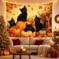 thumbnail image 3 of Kittens Bright Eyes with Posed Among Pumpkins Foliage, Playful Illustration for Cat Lovers, Animal Wall Decor, Halloween Gift, Tapestry Wall Hanging for Bedroom and Dorm, 3 of 7