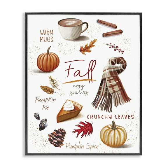 Stupell Industries Favorite Autumn Things Quotes and Sayings Painting Black Framed Art Print Wall Art, 11 x 14