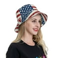thumbnail image 4 of Yiaed Vintage American Flag Print Reflective Stripe Bucket Hat Unisex Funny Outdoor Fisherman Cap Beach Sun Hat, 4 of 5