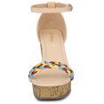 thumbnail image 2 of De mujer Plataforma Contraste Tirantes al tobillo Alpargatas Tacón de cuña Sandalias Beige 36, 2 of 6