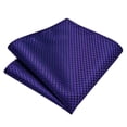 thumbnail image 6 of Purple Ties for Men Plaid Checkered Tie Set Silk Necktie Pocket Square Handkerchief Cufflinks Lapel Pin Tie Clip, 6 of 6