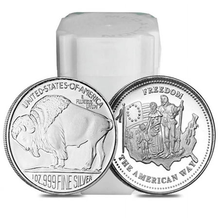 Roll of 20 - 1 oz Silver Generic Rounds .999 Fine (Tube,Lot of 20)