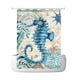 thumbnail image 1 of Juegos de baño de mar azul náutico, alfombrilla de baño, decoración de caballitos de mar, cortina de ducha de tela, 1 of 5