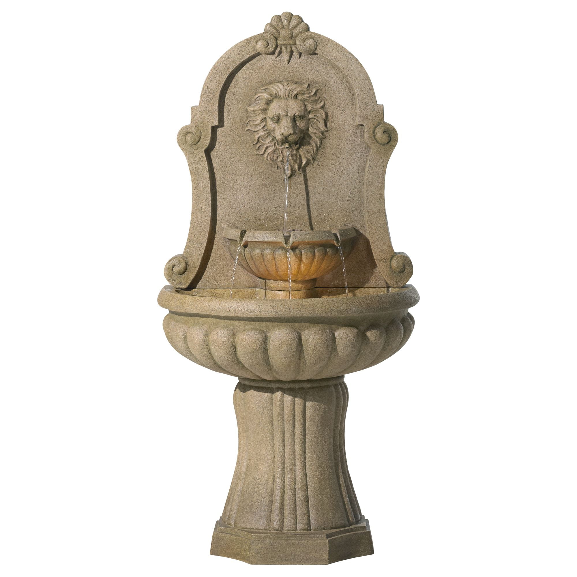 Royal Savanna Lion 58" High Large Italian Indoor Outdoor Decor Faux Stone Floor Fountain with Light LED Outside