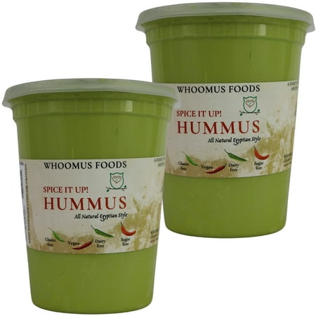 Whoomus All Natural Gourmet Hummus Zesty Serrano Flavor – Family Size 32oz 2 Pack