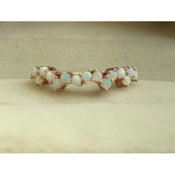 Lakshayenterprise Vintage Opal Band, Dainty Opal Ring, 13 ct. t.w., 925 Sterling, Yellow Gold-Plated