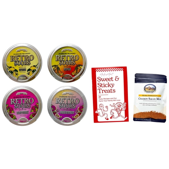 Iconic Candy Retro Sours Breath Mints Variety Pack – Citrus, Mango, Raspberry & Passionfruit – 4 Pack - MerlinsMart Zine & Shawhan Farms Chamoy Mix