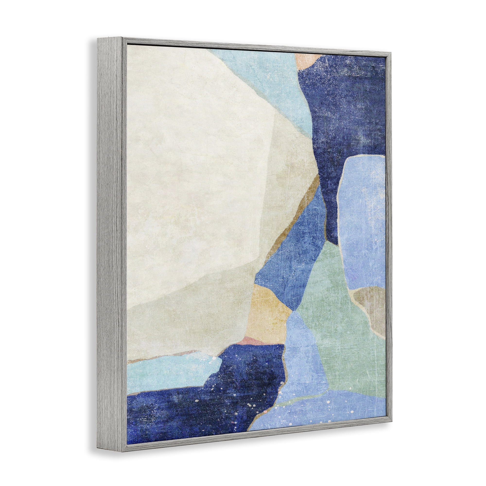 Stupell Industries Geometric Patterned Shapes Abstract Painting Gray Framed Art Print Wall Art, 16 x 20