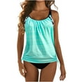 thumbnail image 2 of Dihao Women Plus Size Tank Top with Shorts Polyester Light Blue (L), 2 of 5