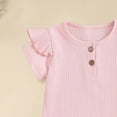 thumbnail image 6 of mgoYE 0-3 Months Baby Girl Clothes Easter Outfits for Baby Girls Toddler Baby Short Sleeve Shirts Flared Pants Headband Set 3pcs ​Easter Summer Clothes(Pink,3-6 Months), 6 of 6