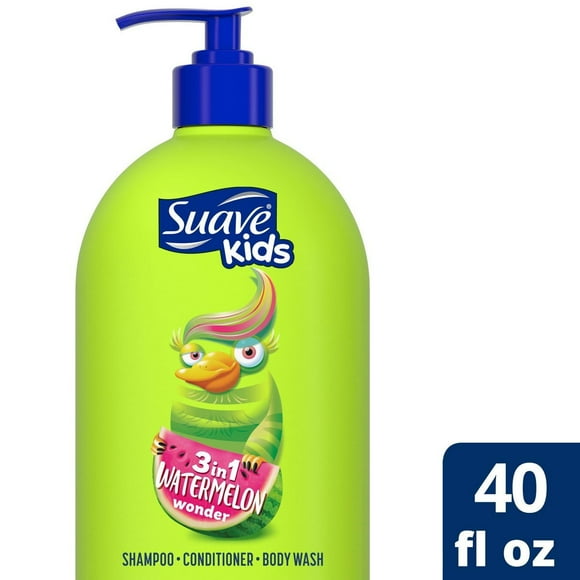 2X - Suave Kids' 3-in-1 Pump Shampoo + Conditioner + Body Wash Watermelon Wonder - 40 fl oz