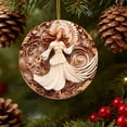 thumbnail image 4 of CSEONE Christmas Tree Decorations, Vintage Plastic Paper-Cut Hanging Decor for Holiday Wreath Mantel, Brown White Classic Pairs European Style Festive Home Decor, Beige, 4 of 8