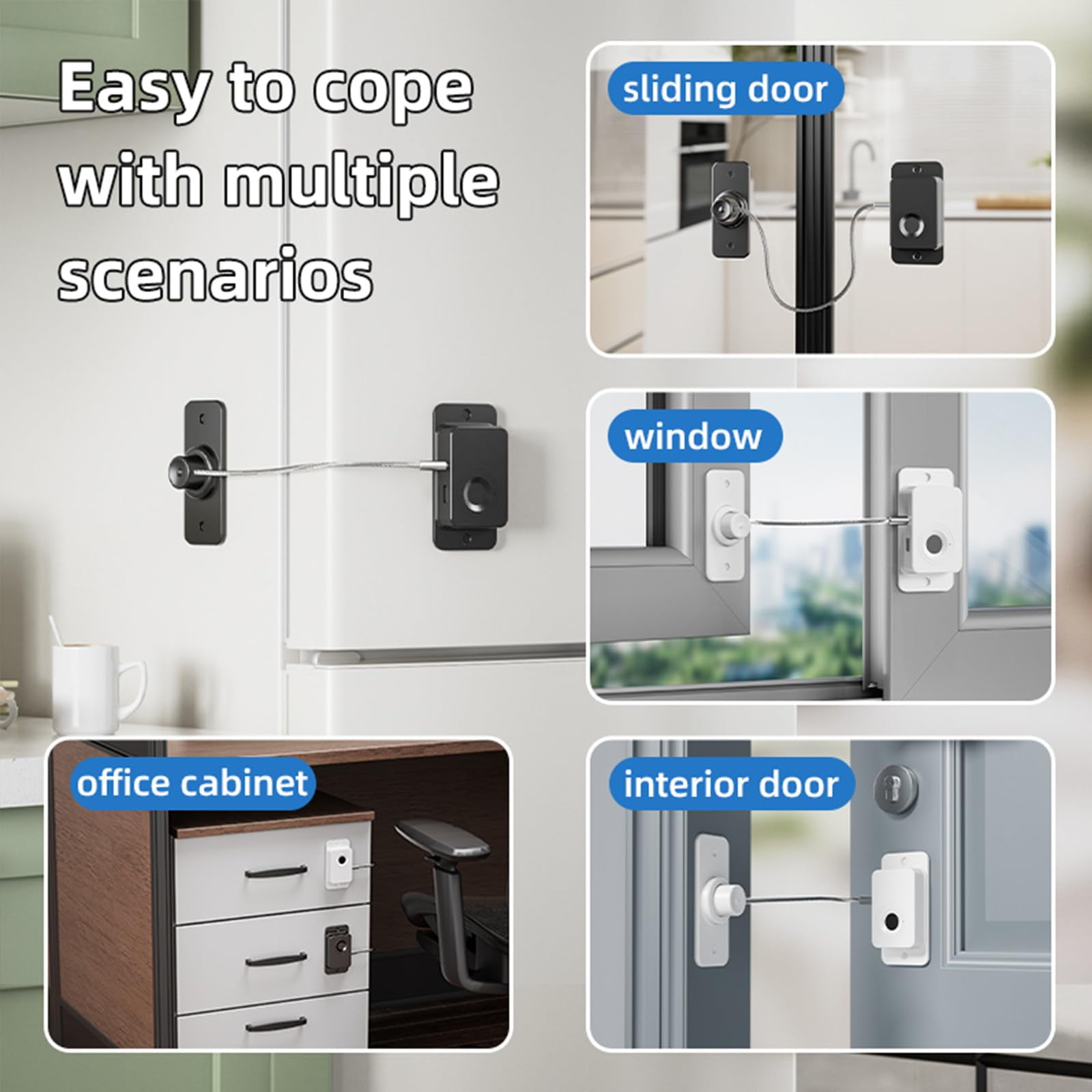 Fingerprint Fridge Lock (2 Pack),Refrigerator Lock with Fingerprint,for Fridge, Drawers, Dishwasher, Cabinet Locks, Toilet and Cabinet Locks Baby Proofing, 3M Adhesive No Drilling (white)