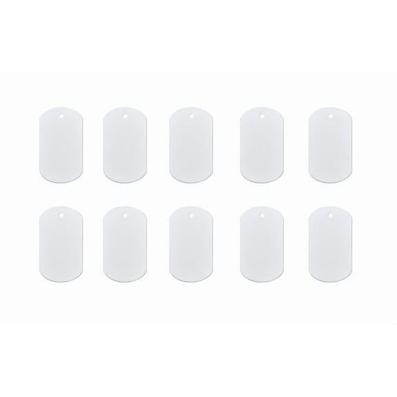 10 Pieces Thick White Blank Dog Tag Polymer Military Sublimation Dye Heat Thermal Transfer 5 x 3 x .7cm weigh 17grams each