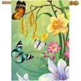 thumbnail image 2 of Spring Yellow Pink Flowers and Butterflies Garden Yard Flag 28 x 40 Inch, Double Sided Outdoor Decorative Welcome flags Banners for Home House Lawn Patio, 2 of 3