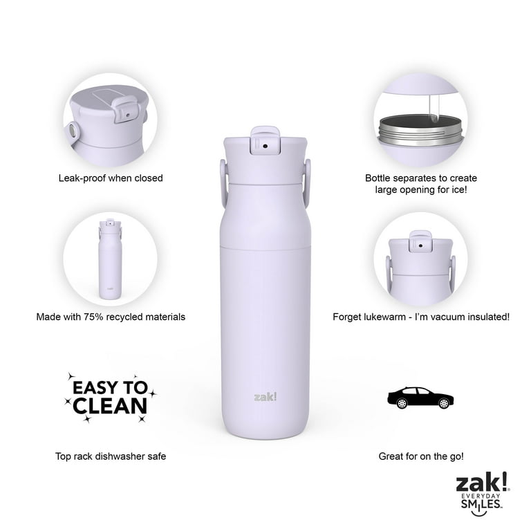 Zak Designs Insulated Water Bottle, 32oz Recycled Stainless Steel