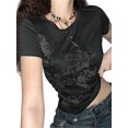 thumbnail image 2 of Vintage Y2K Grunge Aesthetic Gothic Punk T Shirt Short Sleeve Rock Graphic Print Crop Tee Slim Fairy Cotton Streetwear, 2 of 10