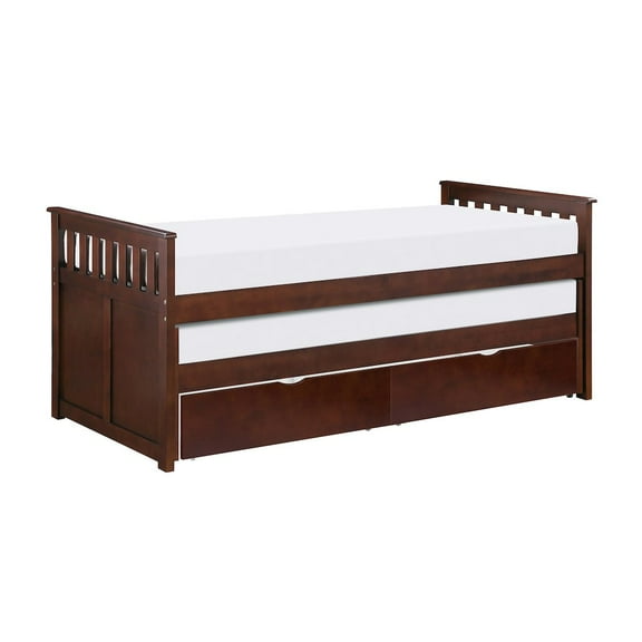 Lexicon Rowe Transitional Wood Twin/Twin Bed with Storage Boxes in Dark Cherry