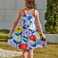 thumbnail image 5 of XUNKUSGA Girls Summer Dresses Casual Floral Boho Square Neck Midi Dress Spaghetti Straps Floral Tiered Sundress Smocked Shirred Party Dress 2-12 Years, 5 of 6