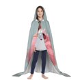 thumbnail image 3 of Honeii Adorable Pink Fluffy Birds Print Poncho Cape, Cloak Coat, Snuggly Hooded Wearable Blanket, Hooded Cape For Teenagers,Halloween Costumes-Medium, 3 of 7