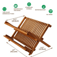 thumbnail image 5 of Bamboo Expandable Kitchen Drawer Organizer and Teak Dish Drainer Rack Collapsible 2 Tier Dish Rack Dish Drying Rack Plate Holder for Kitchen Compact Foldable, 5 of 5
