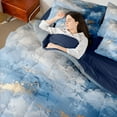 thumbnail image 4 of Feelyou Watercolor Abstract Ombre Bedding Comforter Set 7 Pieces, Art Oil Printing Full Bedding Set, Teens Adult Women Men Reversible Fitted Sheet Flat Sheet, Ultra Soft Bedroom Decor, 4 of 8