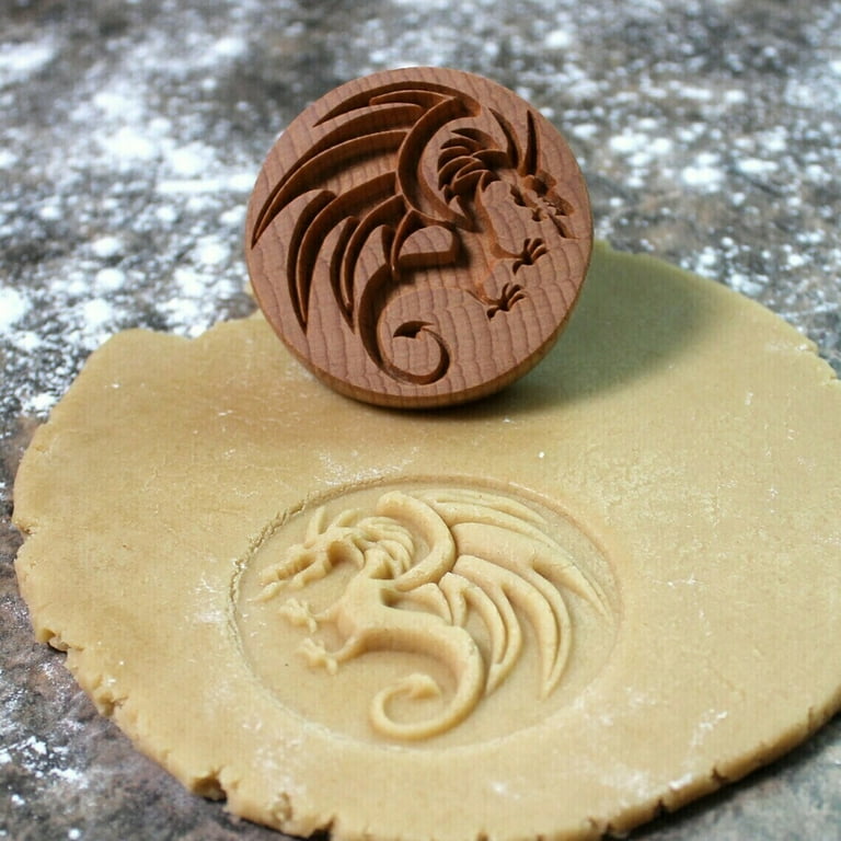 Wooden Cookie Mold and Biscuit Stamp 3D Embossing Tool for Baking