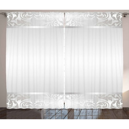 Silver Curtains 2 Panels Set Rococo Style Framework Ornaments Old