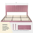 thumbnail image 6 of Allewie King Size Velvet Upholstered Bed Frame with Vertical Channel Tufted Headboard, Pink, 6 of 10