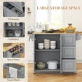 thumbnail image 3 of Grey Kitchen Island on Wheels with Drop Leaf & Storage - Kitchen Cart with Drawers, Spice Rack, Adjustable Shelf - 45.3" x 25.2", 3 of 7