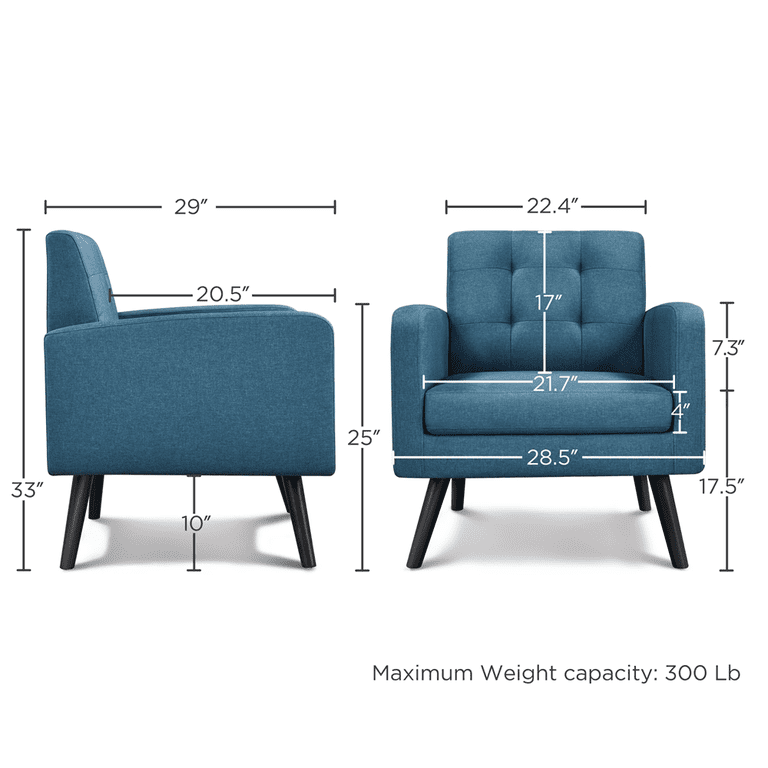Alden Design Modern Tufted Accent Chair, Navy Blue photo 3