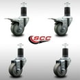 thumbnail image 2 of 3 Inch SS Gray Poly Swivel 1-5/8 Inch Expanding Stem Caster Set 2 Brakes, 2 of 2