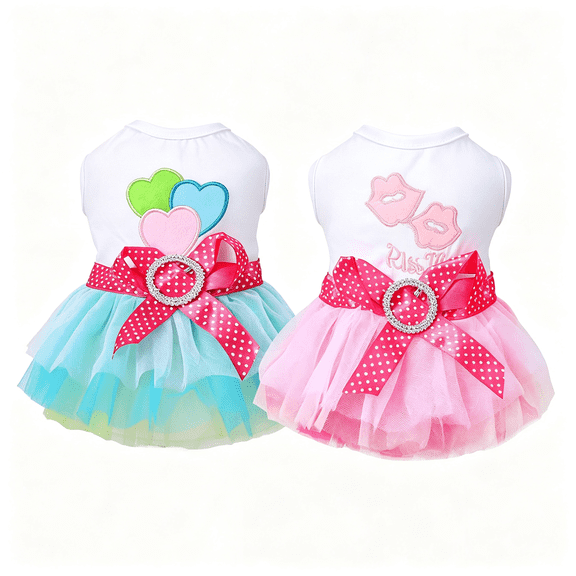 GASTROPOD 2Pcs Dog Clothes for Small Dogs Girls Cute Princess Puppy Dresses Tutu Pet Dress Outfit Female Dog Dresses Chihuahua Yorkie(Xx-Small),Adorable Dog Dress