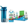 Orgain Vegan Organic Nutrition Shake, Smooth Chocolate (11oz, 12 Pack) with BlenderBottle Classic V2 28-Ounce Shaker Bottle for Protein Shakes, Ocean Blue and Bonus Nutrition Basics Whisk Ball
